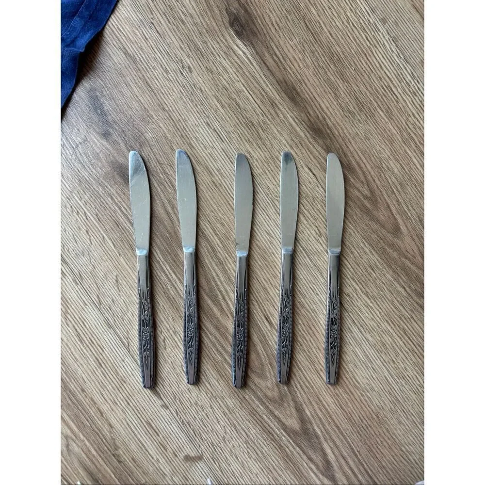 Oneida Floral Stainless Steel Dinner Knives Set of 5